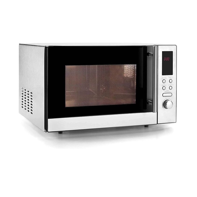 Forno a microonde professionale con piatto girevole, colore argento, capacità 30 litri, potenza 900 W