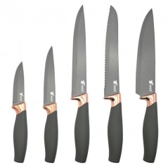 Pack Set de 5 couteaux avec lame en acier inoxydable antiadhésive.