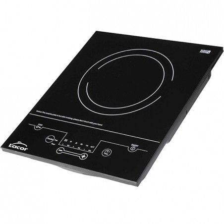 Placa de indução vitrocerâmica, potência 2000W, com 6 níveis de potência, preta