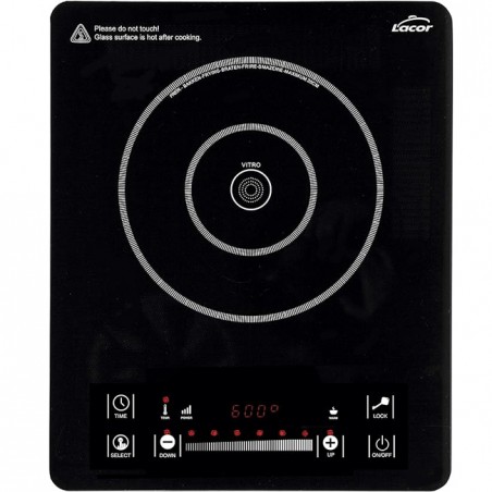Placa vitrocerâmica de indução não encastrável, potência 2000W, com 8 níveis de potência, dimensões 30x37x4,5cm, cor preta