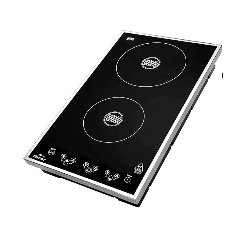 Plaque vitrocéramique à double induction, Puissance 2000W+1300W, avec 8 niveaux de puissance, Noir Plaque vitrocéramique à double induction, Puissance 2000W+1300W, avec 8 niveaux de puissance, Noir