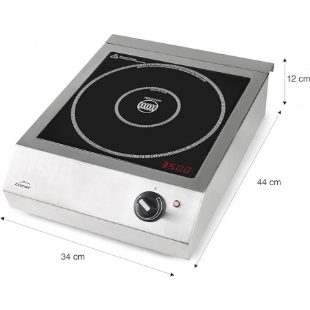 Placa Inducción Portátil, 10 Niveles de Potencia, Apta para Diámetros entre Ø12 cm y Ø28 cm, 3500W, Acero Inoxidable
