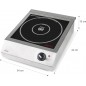 Placa Vitroceramica Inducción Portatil 3500W Lacor | Cocina Portatil inox Táctil, 10 Potencias, Dos Fuegos 12 y 28 cm