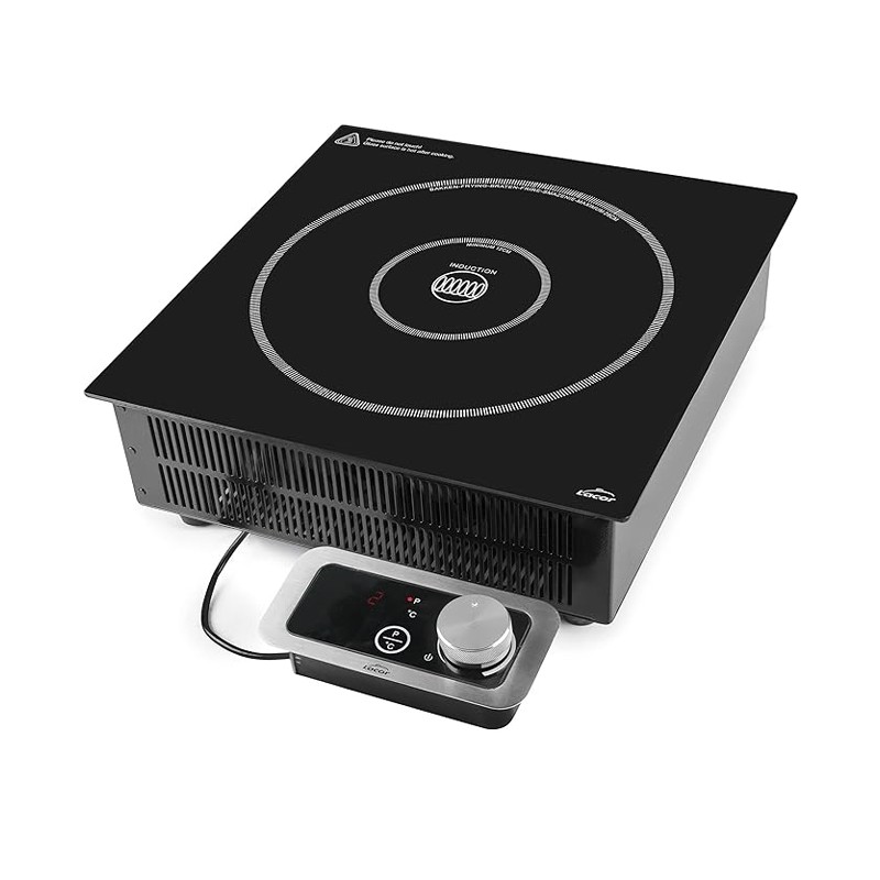 Tragbares Induktionskochfeld, 10 Leistungsstufen, geeignet für Durchmesser zwischen Ø12 cm und Ø28 cm, 3500 W, Edelstahl, Schwar