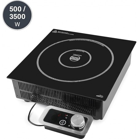 Tragbares Induktionskochfeld, 10 Leistungsstufen, geeignet für Durchmesser zwischen Ø12 cm und Ø28 cm, 3500 W, Edelstahl, Schwar