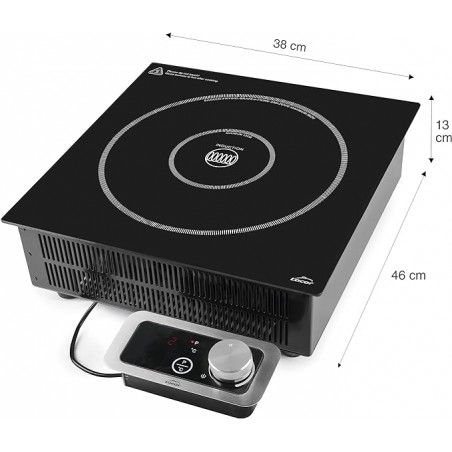 Tragbares Induktionskochfeld, 10 Leistungsstufen, geeignet für Durchmesser zwischen Ø12 cm und Ø28 cm, 3500 W, Edelstahl, Schwar