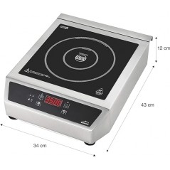 Induction Portable, Commande Tactile, 17 Niveaux de Puissance, Deux Brûleurs 12 et 28 cm, ACIER INOXYDABLE, Noir, 3500W