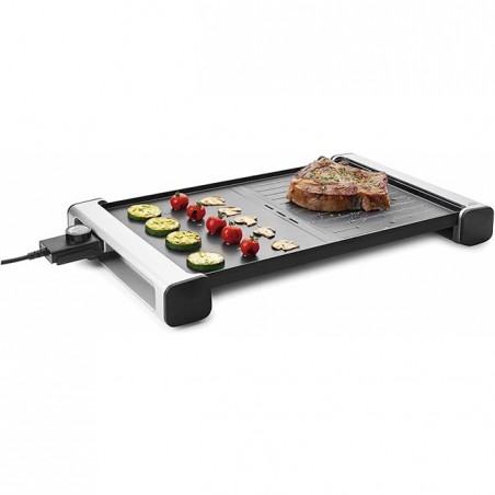 Piastra grill di qualità, potenza 1800W, in alluminio, 0-230º, misure 61x32cm, colore nero