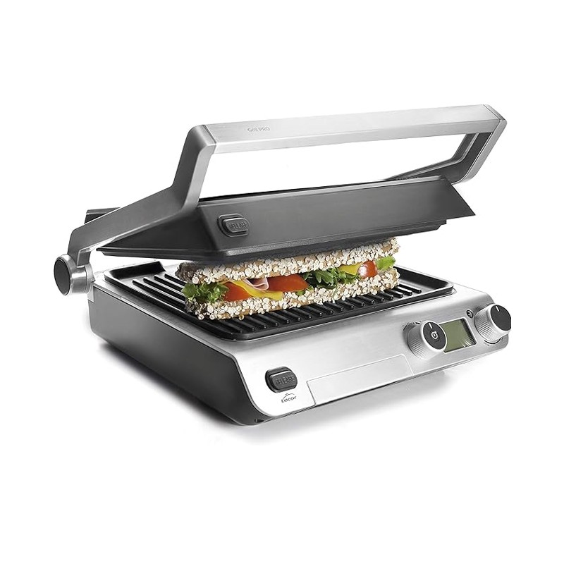 Machine à sandwich grill pliante, puissance 2000W avec minuterie, 38x35 cm