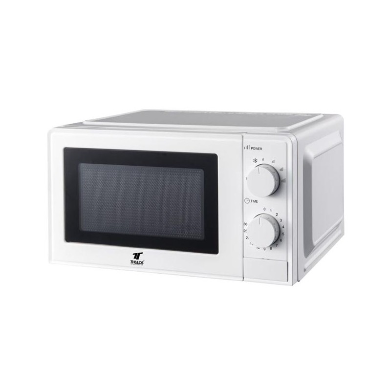 Horno microondas THULOS diseño compacto, capacidad 20 L, Color Blanco.