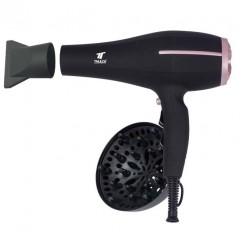 Sèche-cheveux THULOS, 2000W, 2 vitesses et 3 réglages de température, bouton air froid, avec diffuseur et concentrateur.