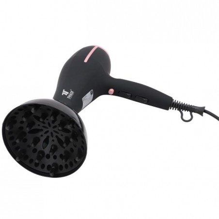 Sèche-cheveux THULOS, 2000W, 2 vitesses et 3 réglages de température, bouton air froid, avec diffuseur et concentrateur.