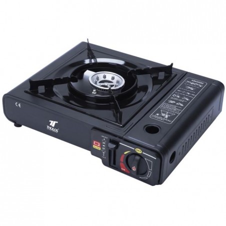 THULOS dual portable stove, works with gas cartridge or external gas bottle.