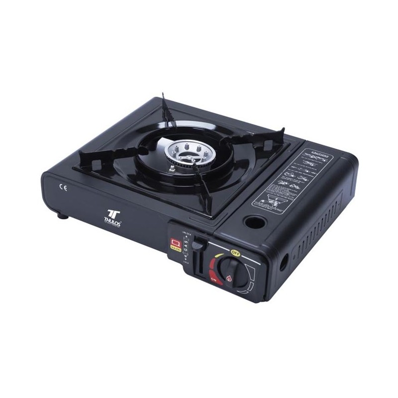 THULOS dual portable stove, works with gas cartridge or external gas bottle.