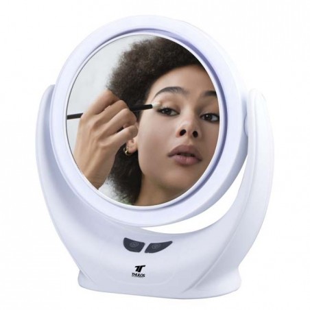 Miroir de maquillage THULOS avec lumière LED et ventilateur.