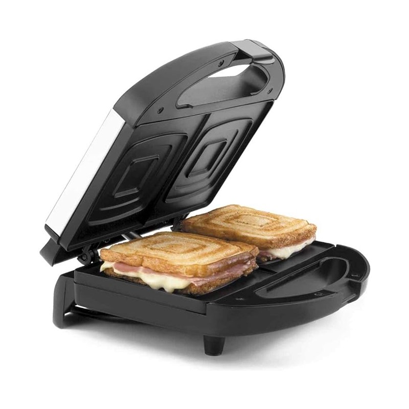 Machine à croque-monsieur électrique pour tranches carrées, puissance 750 W, noir