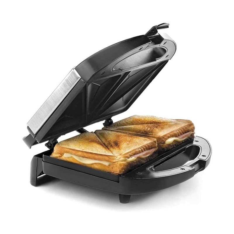Appareil à sandwichs électrique Lacor 750 W pour tranches triangulaires | Noir, revêtement antiadhésif, 25 x 25 x 11 cm