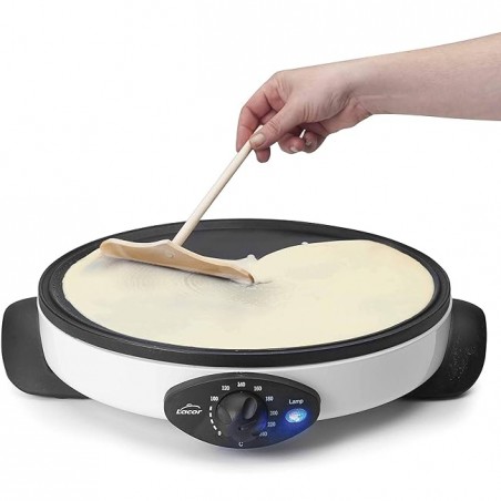 Crêpière antiadhésive en aluminium, 30 cm, 1000 W, blanche