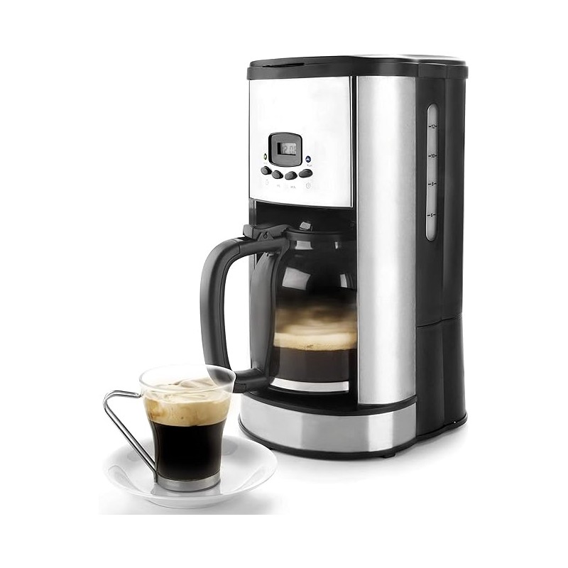 Cafetera De Goteo Programable 900w, Capacidad 1,80Litros 12 tazas, negro