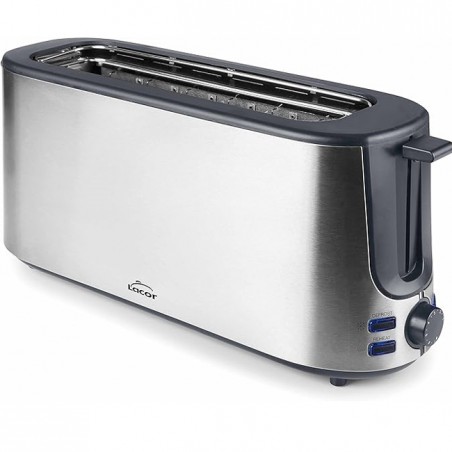 Long slot toaster, 1000W power, made of stainless steel
