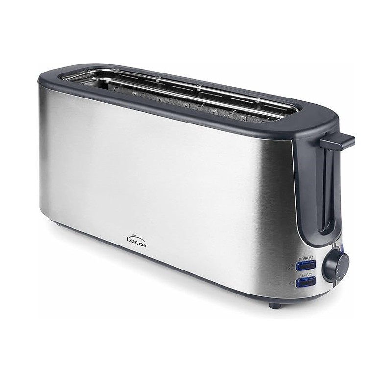 Long slot toaster, 1000W power, made of stainless steel