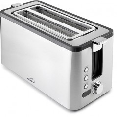 Stainless steel toaster (2 wide slots, 3.8x25 cm)