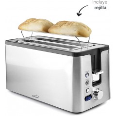 Toaster made of stainless steel, 2 wide slots, slot measurements 3.8x25 cm