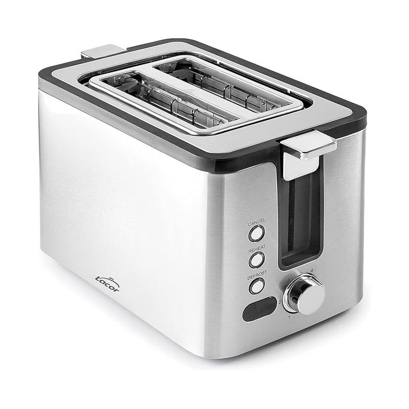 Lacor 850W Bread Toaster | 2-Slice Wide Toaster (38mm x 25cm) | 6 Browning Levels | Toaster with Timer Lacor 850W Bread Toaster | 2-Slice Wide Toaster (38mm x 25cm) | 6 Browning Levels | Toaster with Timer