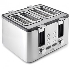 Toaster aus Edelstahl, 4 breite Schlitze, Schlitzmaße 3,8x14 cm