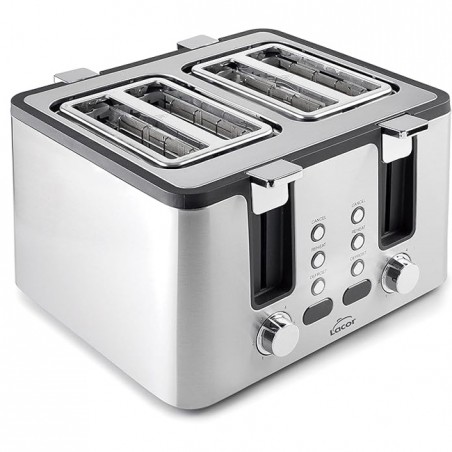 Toaster aus Edelstahl, 4 breite Schlitze, Schlitzmaße 3,8x14 cm