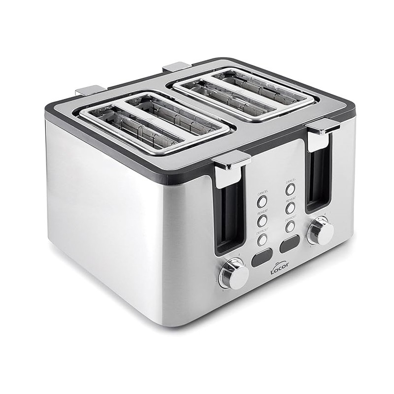 Toaster made of stainless steel, 4 wide slots, Slot measurements 3.8x14 cm