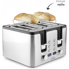 Toaster made of stainless steel, 4 wide slots, slot measurements 3.8x14 cm