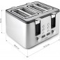 Toaster aus Edelstahl, 4 breite Schlitze, Schlitzmaße 3,8x14 cm Toaster aus Edelstahl, 4 breite Schlitze, Schlitzmaße 3,8x14 cm