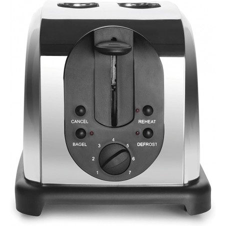 Torradeira curva de aço inoxidável, 2 ranhuras, potência de 850-1000 W