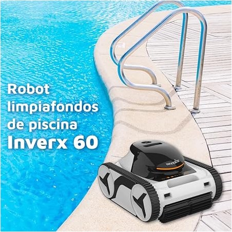 Robot limpiafonso automático de Piscina Inverx60. Funciona sin Cables con batería, Piscinas de hasta 20 x 6 Metros