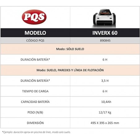 Robot limpiafonso automático de Piscina Inverx60. Funciona sin Cables con batería, Piscinas de hasta 20 x 6 Metros