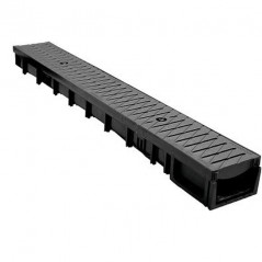 Dachrinnen-Set mit Gitter aus Polypropylen, Maße 50 x 13 x 7,2 cm, Farbe Schwarz