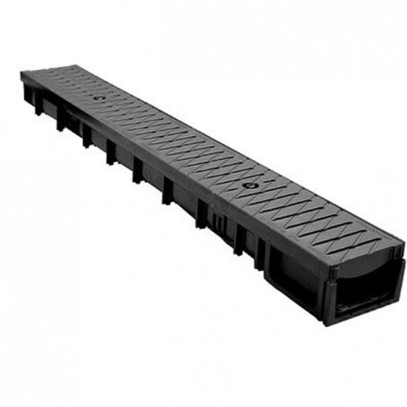Kit grondaia con griglia in polipropilene, misure 50x13x7,2 cm, colore nero
