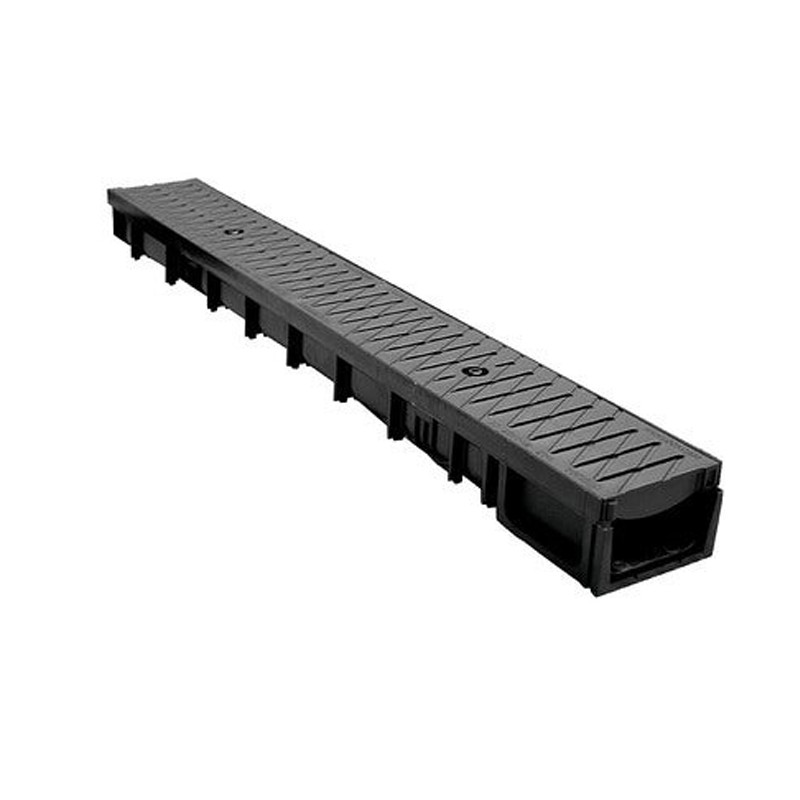 Dachrinnen-Set mit Gitter aus Polypropylen, Maße 50 x 13 x 7,2 cm, Farbe Schwarz