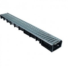 Kit Canaleta con rejilla galvanizada, Medidas 50x13x7,2 cm, Color Negro