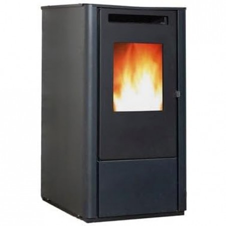 Thelma 6.5 KW pellet stove. Superior efficiency and design with a heated surface. Black.