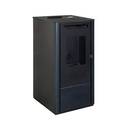 Poêle à granulés Thelma 6,5 kW. Efficacité et design supérieurs avec surface chauffante. Noir.