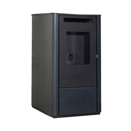 Stufa a pellet Thelma da 6,5 KW. Efficienza e design superiori con superficie riscaldata. Nera.