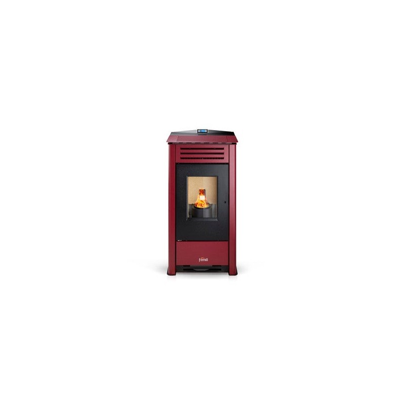 Poêle à granulés Ferroli Omega 10 KW. Efficacité et design supérieurs avec une surface chauffée, Rouge