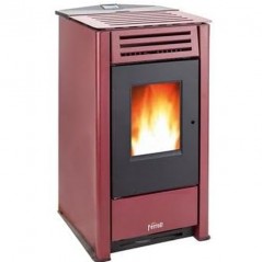 Ferroli Omega 10 KW Pelletofen. Überlegene Effizienz und Design mit beheizter Oberfläche, Rot	