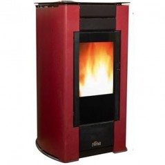Ferroli Penelope 14,1 KW Pelletofen. Überlegene Effizienz und Design mit beheizter Oberfläche, Rot	