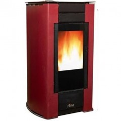 Poêle à granulés Ferroli Penelope 14,1 KW. Efficacité et design supérieurs avec une surface chauffée, Rouge