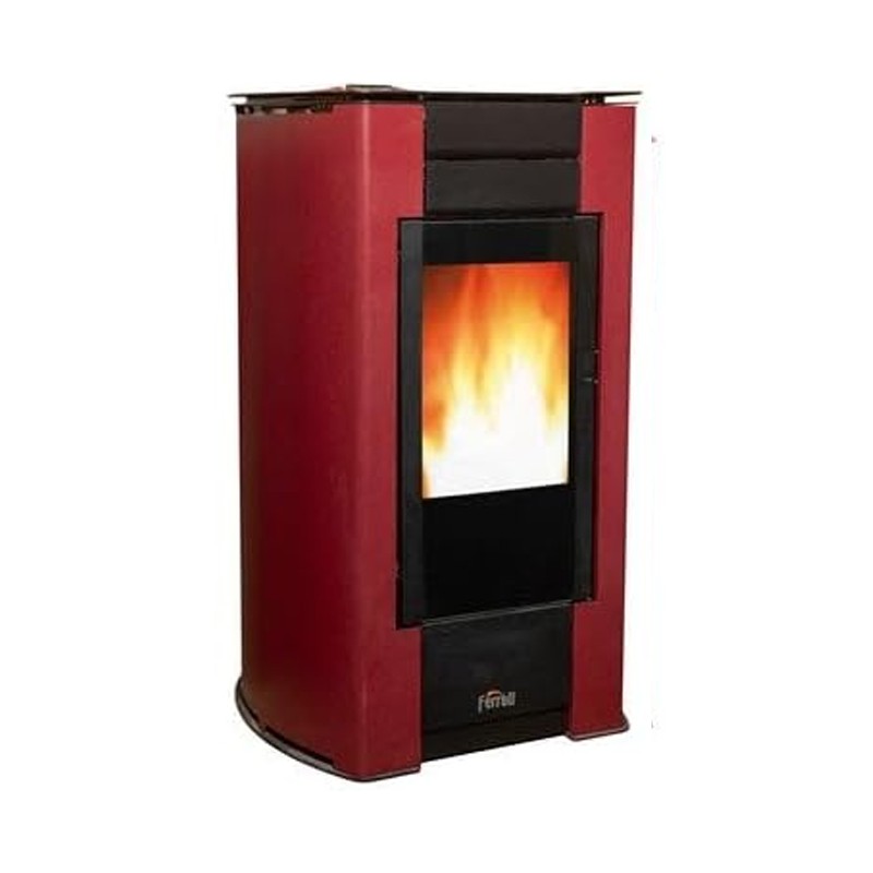 Stufa a pellet Ferroli Penelope da 14,1 KW. Efficienza e design superiori con superficie riscaldata, Rosso	 Stufa a pellet Ferroli Penelope da 14,1 KW. Efficienza e design superiori con superficie riscaldata, Rosso