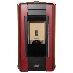 Ferroli Penelope 14.1 KW pellet stove. Superior efficiency and design with a heated surface, Red