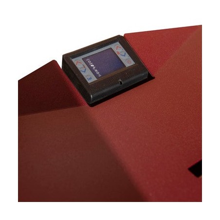 Poêle à granulés Ferroli Penelope 14,1 kW. Efficacité et design supérieurs avec surface chauffante. Couleur rouge.